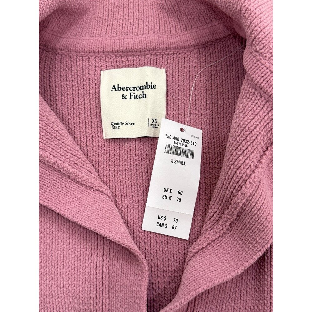 Abercrombie & Fitch V-Neck Sweater Collared Pullover Knit Mauve Pink Size XS NEW - Picture 4 of 8